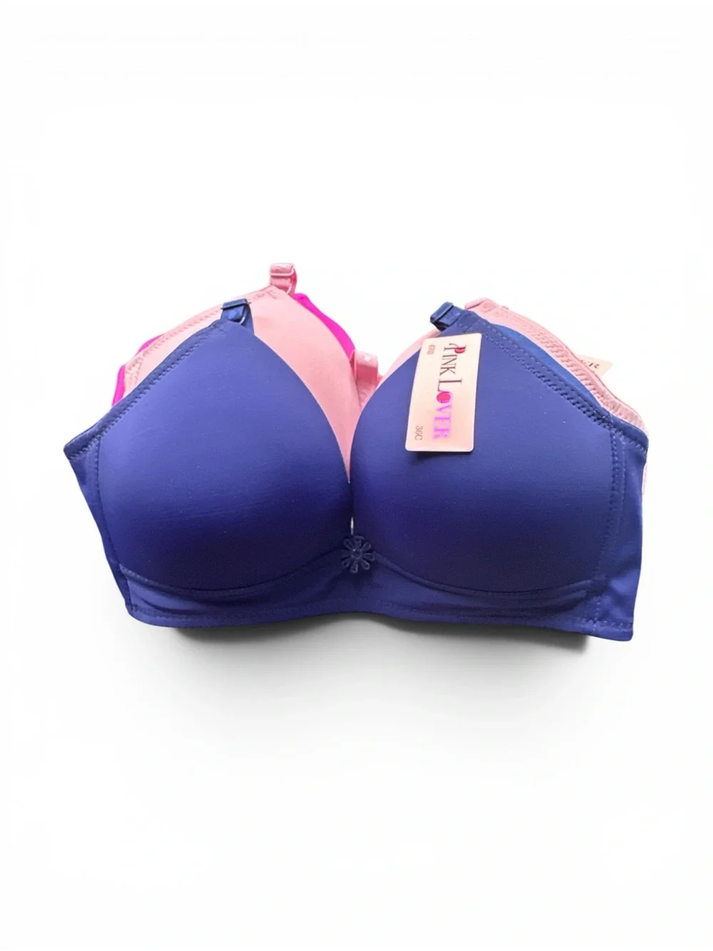 NWT Pink Lover 5 Pack Bras: Lt. Blue, Navy, Lt. Pink, Hot Pink, Black 36C